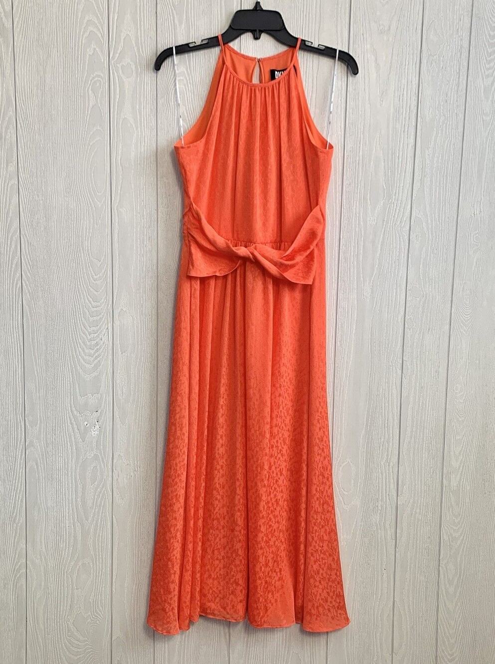 DKNY Orange Midi Sleeveless Dress Size 4 NWT